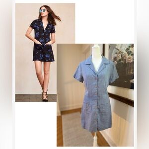 Reformation Surplus Linen Mini Shirt Dress • Size 4 • Cornflower